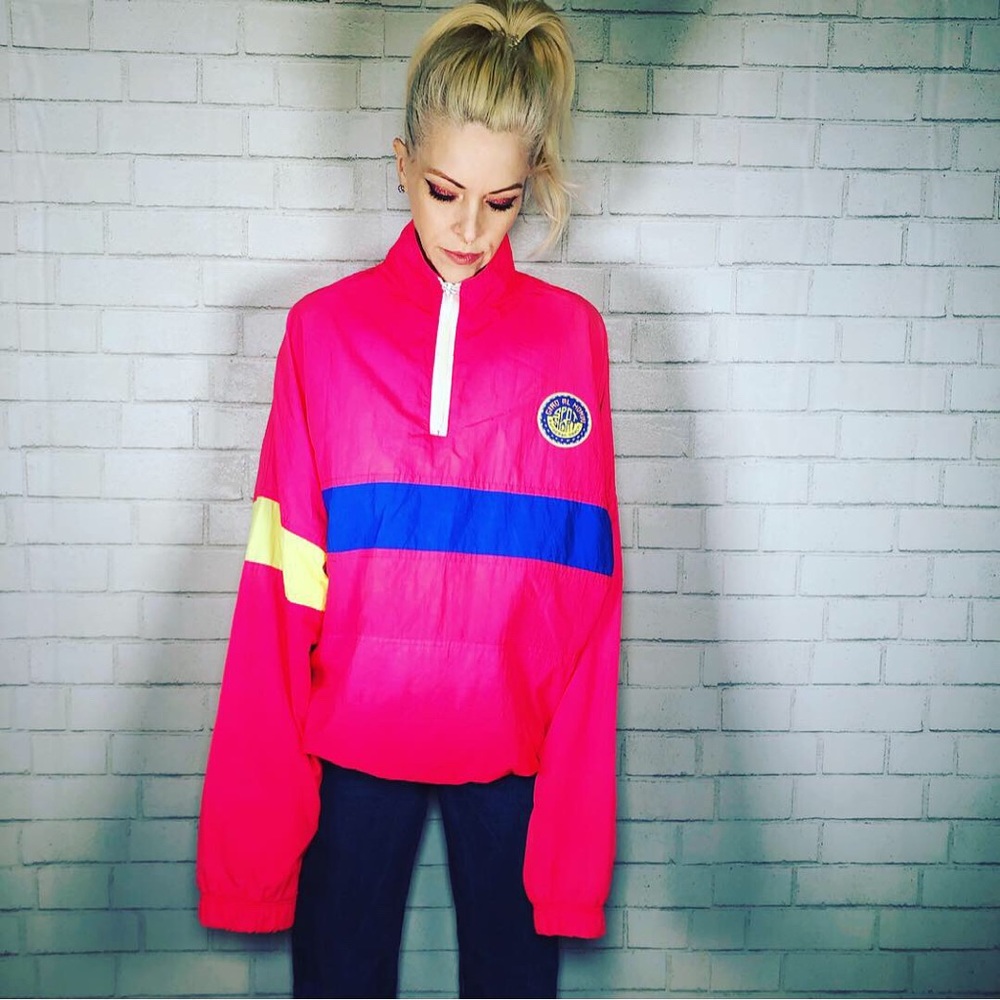 Vintage Spot Sport European Beach Neon Windbreaker